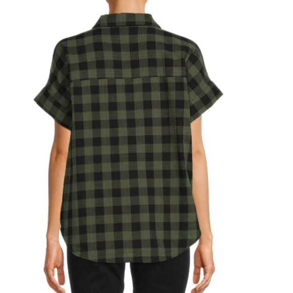 Time and Tru Women's Roll Sleeve Popover Shirt - Picture 5 of 7